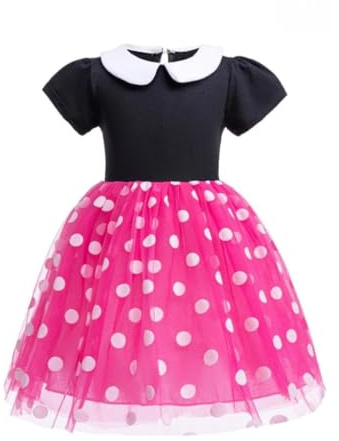 Lito Angels Bébé Fille Robe à Pois Col Claudine, Rose Chaud, 18-24 mois | Robe à pois, Col Claudine, Manches courtes, Jupe en tulle superposé, Halloween, Carnaval, Anniversaire