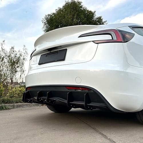 für Tesla Model 3 2024 Heckspoiler Aeroflaps Schwarz Metall