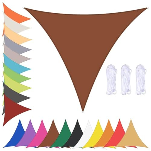 Toldo Vela Triangular Toldos Exterior Terraza Impermeable Toldo Vela de Sombra de Protección Solar para Patio Jardín 90% de Protección UV con Ojales Marrón 2x2x2m