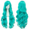 IMISSU 80cm langes lockiges Naturhaar Cosplay Perücke mit Pony Buntes Halloween Kostüm Party Perücken für Frauen (Seeblau)