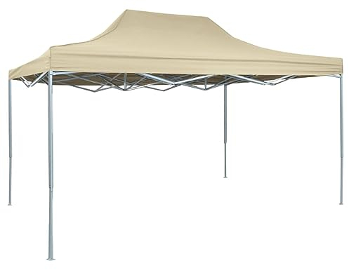 Profi-Partyzelt Faltbar, CIADAZ Festzelt, Pavillion, Bierzelt, Garten Party Zelt, Gartenzelt, Grillpavillon, 3×4 m Stahl Creme