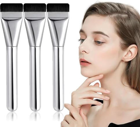 Pack of 3 Ultra Thin Foundation Brush, Flat Foundation Makeup Concealer Brush, Flat Make Up Brush, Foundation Spatula Brush, Make Up Powder Brush for Liquid Fondation Women
