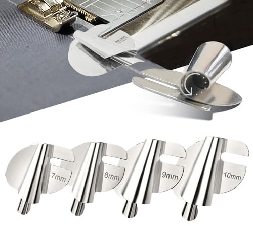 DANLIKT Rollsaumfuß für Nähmaschine, 7-10 mm, Metall, 4 Größen, Ideal für Haushalts- und Industrienähmaschinen
