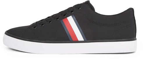 Tommy Hilfiger Sneaker con Suela Vulcanizada Hombre Core Stripes Mesh Low Top, Negro (Black), 41