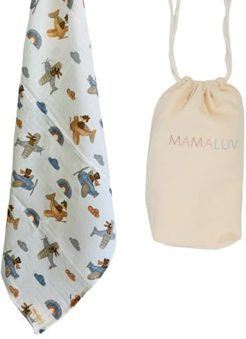 MAMALUV Musselin-Wickeltuch für Neugeborene, 100% Baumwolle, handgefertigtes Baby-Wickeltuch, weicher und sanfter Musselin-Wickelbezug für empfindliche Babyhaut, Unisex, Gemustert, 120 x 120 cm