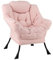 COSTWAY Sessel gepolstert, Relaxsessel mit Armlehnen & Seitentasche, Loungesessel, Fernsehsessel, Ohrensessel für Wohnzimmer, Schlafzimmer, Büro (Rosa)