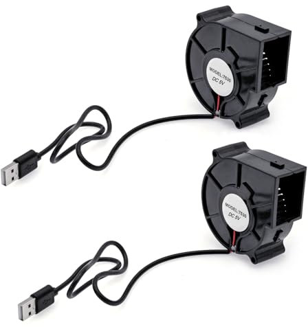 JZK 2 ventiladores turbinas pequeñas de 75 x 30 mm, 75 mm, 5 V CC, 3000 rpm, 0,3 A, mini ventilador de refrigeración USB 7530, ventilador de impresora 3D, ventilador de 7,5 cm sin escobillas USB CC
