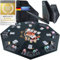 GOODS+GADGETS XXL Pokertisch-Auflage 120 x 120 cm Faltbare Pokerauflage; Poker-Zubehör Pokermatte Tisch-Auflage mit hochwertigem Filz; mit 8 Getränkehaltern; mobil & klappbar (Schwarz - 120 x 120 cm)