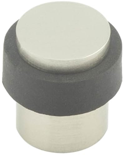 Sleek Cylinder Floor Mounted Door Stop in Satin Nickel - 36x28mm Protection - Rubber Stopper Protector