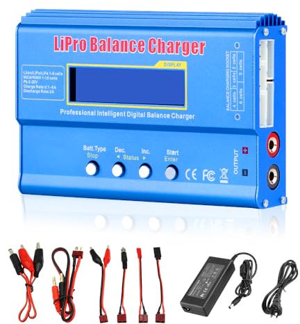 WDKXCN Lipo Battery Charger, 80W 6A Lipo Charger with Complete Power Cord, RC BatteryCharger with Power Adapter for Lipo Li-Poly Li-Ion Life Nicd Nimh Pb