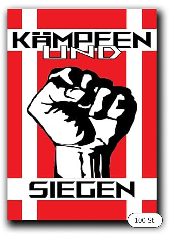 Union Sticker 100 Stück, 7,4 x 5,2 cm, wetterfeste Outdoor-Aufkleber mit geschlitzter Rückseite für Fußballfans