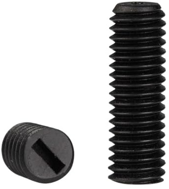AYYSSM M3 M4 M5 M6 M8 Schwarze Nylon-Geschlitzte Stellschraube Kunststoffisolierung Flachkopf-Gewindestift Madenschraube Kopflose Stellschrauben(12mm,M6-50pcs)
