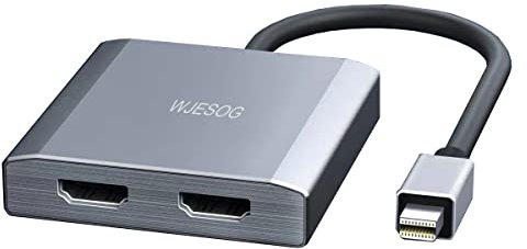 WJESOG Splitter Mini DisplayPort a Doppio HDMI con Doppia Risoluzione 4K@60Hz, hub DP a 2 HDMI, Supporto Trasporto Multi-stream, Risoluzione 4K per Sistemi Windows e Mac