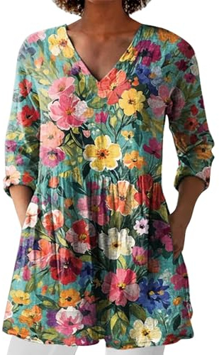 Leinenbluse Damen, Blusenshirt Langarm Sommer Leinen Shirt Sommerblusen Leicht Strand Tunika Luftig Boho Elegante Oberteile Tshirt Longshirt Blusen & Tuniken Für Damen