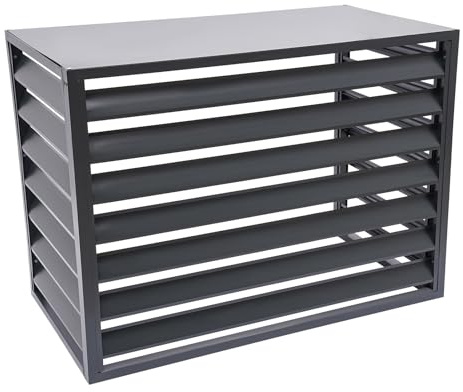 Abdeckung für Klimaanlage aus Aluminium‑Verbund Klimaanlage Zaun Bildschirm Schutzabdeckung für Außenklimaanlagen 110x60x80cm Vierseitige Klimaanlage Abdeckung Shutter Design (Dunkelgrau)