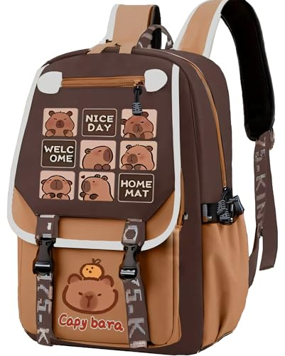 Gwezmxs Capybara Rucksack, Kinderrucksack Schulrucksack für Junge & Mädchen, Braun