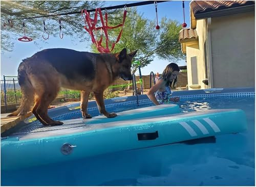 AVLLSO Rampe Chien Gonflable Piscine 150x100cm - Plateforme Flottante Anti-Dérapante Portable pour Bateau/Lac/Plage(Green)