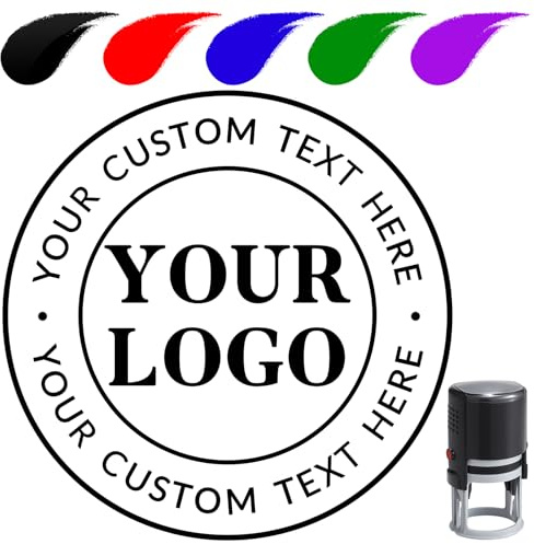 JONZIN Personalised Self Inking Stamp, Custom Logo & Text – Businesses | Custom logo/text stamp | Self-inking | Quick-dry ink | 3 sizes | Business/office