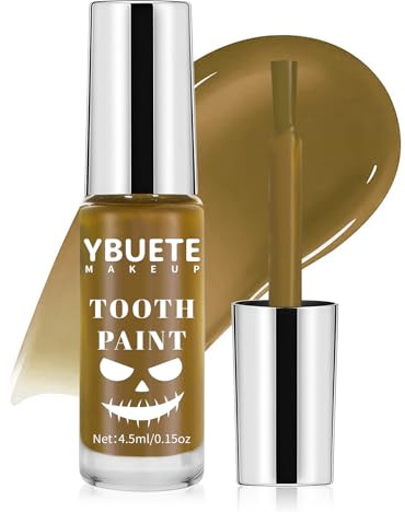 YBUETE Professional Halloween Yellow Tooth Paint, Temporary Nicotine Color Tooth Paint,Decayed Rotten Cruddy Missing Teeth Makeup, Perfect for Cosplay, Halloween Makeup, Theater, Costume Party