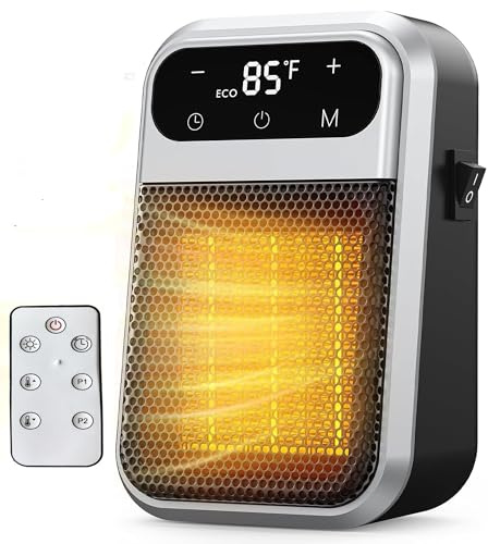 ZMURED Plug in Heater,800W Fan Heaters for Home,2 Mode PTC Ceramic Heaters 1-12H Timer,LED Display and Overheat Protection,Compact for Office Dorm Room