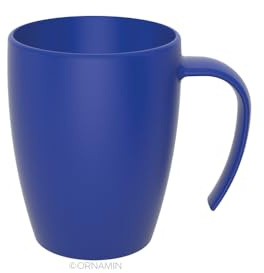 Ornamin Kaffeebecher– stapelbar, bruchstabil, BPA‑frei, 280 ml, ergonomischer Henkel, wiederverwendbar & Made in Germany (blau)