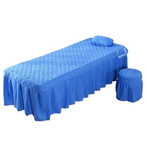 Massagestängskydd 1 st massagestängsskydd örngott för skönhetssalong bordskjol hudvänligt spa med hål (endast enblå, 60 x 180 sängkappa)