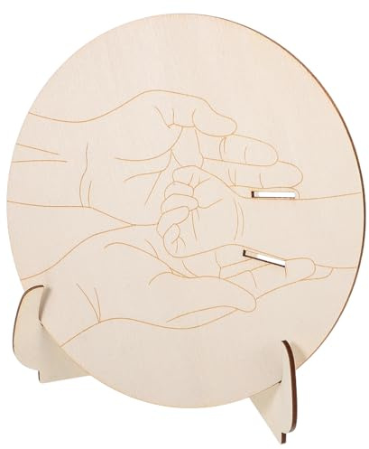 Placa de Madera para Nacimiento de Ñiño con Soporte, Redonda Grabada | Recuerdo para Recién Nacidos, 1 Juego Beige, Ocasión Especial, Decoración de Pared