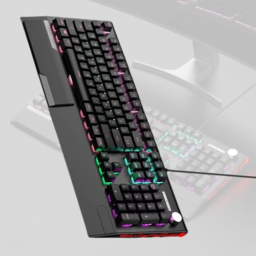 ZEPFJHE Tastiere meccaniche 104 tasti ergonomici USB cavo RGB illuminazione integrata nella costruzione poggiapolsi per il comfort RGB illuminazione tastiere