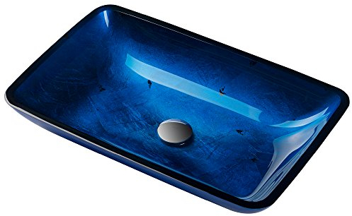 Kraus gvr-204-re irrupción azul rectangular recipiente de vidrio baño fregadero