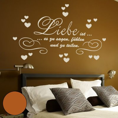A546 Wandtattoo Liebe, fühlen und teilen 181cm x 114cm haselnuss (40 Farben, 3 Größen)