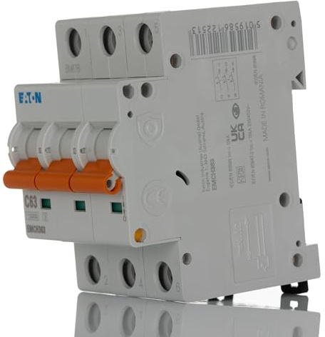 EATON 63 AMP TYPE C 10 KA 400V TRIPLE 3 POLE MCB CIRCUIT BREAKER EMCH363 AL81F