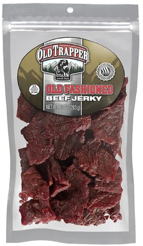 Old Trapper Beef Jerky, Old-Fashioned 10-Ounce Bag, Tender Meat Snacks for Lunches or Between Meals, 11 Grams of Protein, Zero Grams of Fat, and 70 Calories per Ounce (Pack of One)