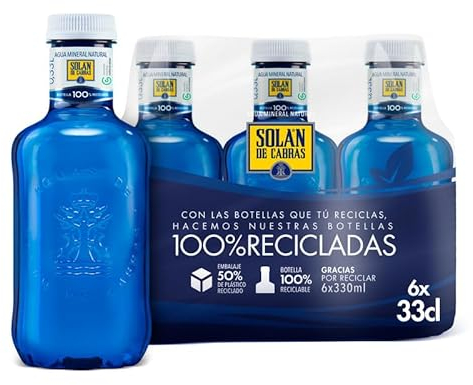 Solán de Cabras, Pack 6 Botellas x 33cl, Agua Mineral Natural Sin Gas, Baja en Sodio