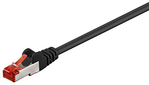 Goobay 92743 CAT 6 Kabel Lan Netzwerkkabel für Gigabit Ethernet S-FTP doppelt geschirmtes Patchkabel mit RJ45 Stecker, 0,25m, Schwarz