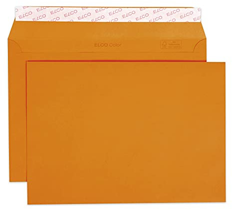 Elco 24084.82 Color Box mit Deckel und 250 Briefumschläge/Versandtasche, Haftklebeverschluss, C5, 100g, orange, Fenster: nein