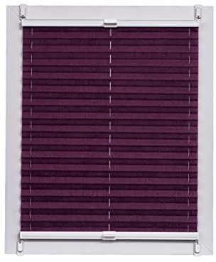 Plissee Made in Germany, Tageslicht, Echtcrush, Violett, Klemmfix, weisse Schiene, 60 x 150