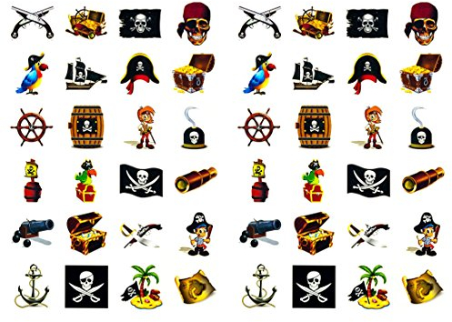 Oblique-Unique® Piraten Sticker Set für Kinder – 48 bunte Aufkleber mit verschiedenen Piraten-Motiven – ideal für Geburtstag, Mitgebsel & Spiele