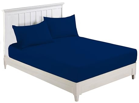 R&Z Plain Luxury Polycotton Fitted Sheet Single, Double, King, Super King, 4FT (Royal Blue, Double)