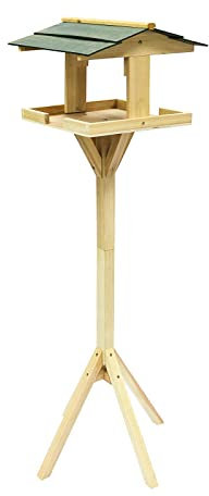 My Garden Freestanding Wooden Bird Table – 115CM Bird Feeding Station, Weather-Resistant Wooden Bird Feeder Stand for Outdoor, Free-Standing Heavy Duty