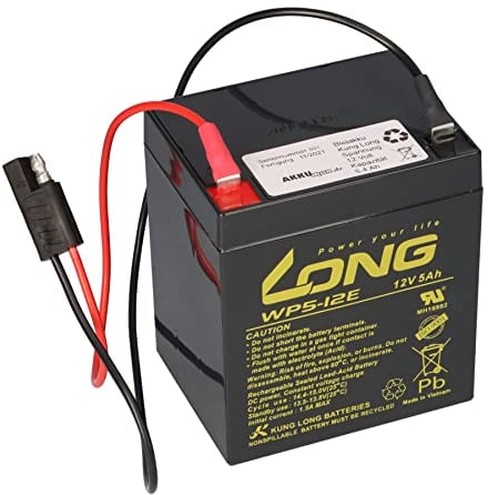 WSB Battery Kung Long Batterie au plomb AGM 12 V 5 Ah résistante aux cycles avec prise pour tondeuse à gazon compatible Sabo 43-Vario E Toro Briggs Stratton 12 V 4,5 Ah 12 V 5,4 Ah