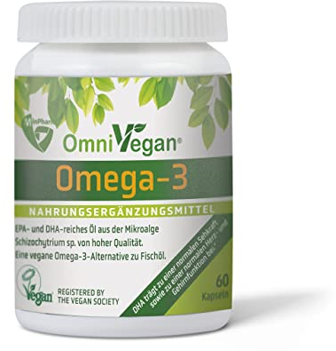 Omega-3 vegan aus Algenöl (1500 mg) hochdosiert mit 500mg DHA & 250mg EPA – 60 Kapseln – 100% Vegan und zertifiziert von der Vegan Society