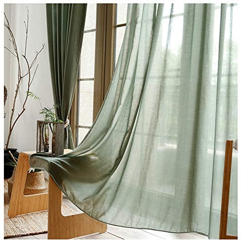 CYHOME Neue 1er-Pack Gardine, weiß Baumwolle und Leinen Vorhang aus hochwertigem Oberstoff Fensterschal Dekoschal für Wohnzimmer Kinderzimmer Schlafzimmer (Grün, 150 cm W*270 cm H)