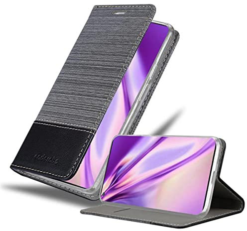 Cadorabo Hülle kompatibel mit OnePlus 8 PRO aus Premium Jeans und Kunst Leder Flip Klappbare Stoßfeste Magnetische [Standfunktion] [Kartenfächern] Cover Hülle für OnePlus 8 PRO Tasche in Grau