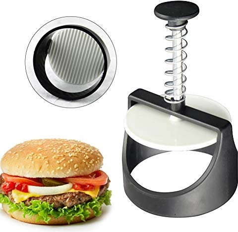 HAPPYGOU 1Pc Küche Runde Form Hamburger Presse Edelstahl Hamburger Patty Maker Presse Burger Fleisch Maker Form Küchenhelfer