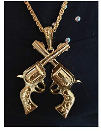 W31008-28 goldfarbig Damen Herren Kette mit 2 Pistolen