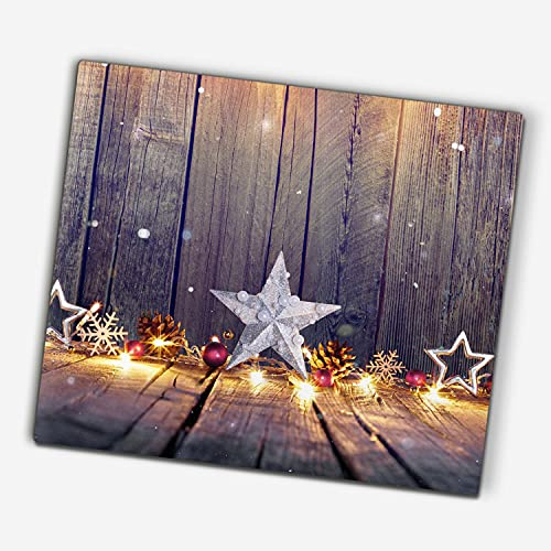Coloray Glas Schneidebrett zu Weihnachten Servieren von Speisen 60x52cm Glasabdeckplatte Gehärtetes Glas Herdabdeckplatte Spritzschutz - Weihnachts Sterne Lichter Schneeflocken