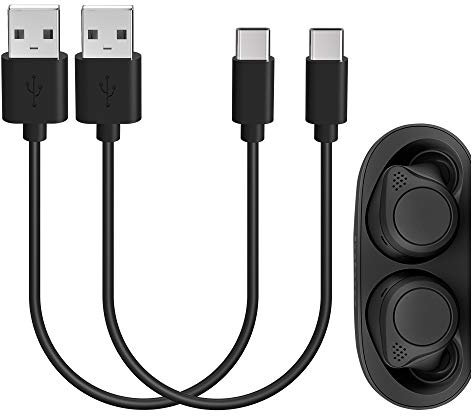 GEEKRIA USB Earbuds Short Charger Cable Compatible with Jabra Elite 10 Gen 2/10/8/Active 75t/7 Pro, USB to USB-C Replacement Power Charging Cord (1ft/30cm 2Pack)
