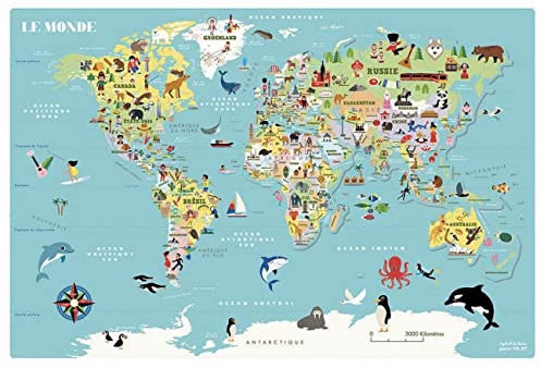 Vilac - Carte du Monde Magnétique - Jeu Apprentissage - A partir de 5 Ans - 7612