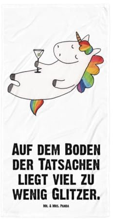 Mr. & Mrs. Panda XL Badehandtuch Einhorn Cocktail - Geschenk, Badetuch, Saunatuch, witzig, Einhörner, Einhorn Deko, Strandtuch, Unicorn, Cuba Libre,