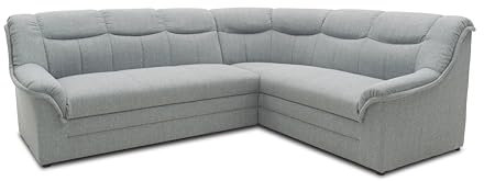 DOMO. collection Ecksofa Berlin, zeitlose Eckcouch mit Schlaffunktion und Federkern-Polsterung, Sofa in L-Form, Couch, 205 x 250 x 89 cm, silber